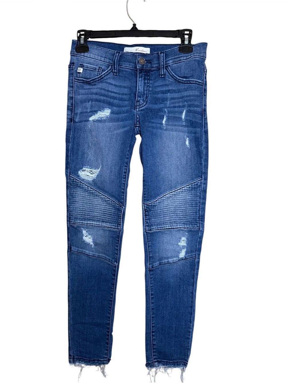 KanCan Dark Blue Distressed Moto Skinny Jeans